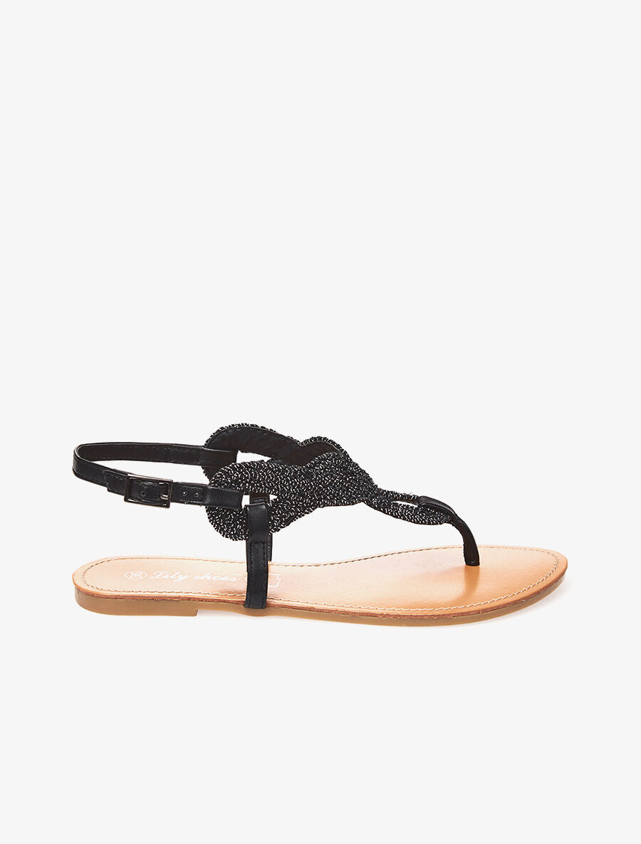 Tongs lanière irisée - noir - 1