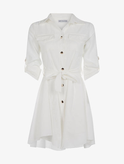 Robe chemise saharienne - blanc - 3