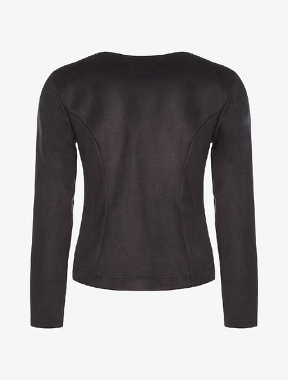 Veste ouverte daim à poches - noir - 2