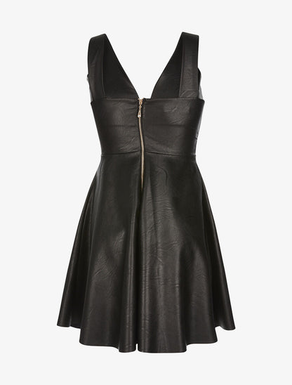 Robe évasée en simili - noir - 2