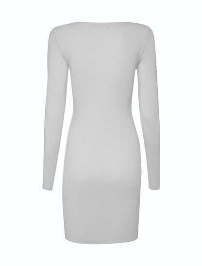 Robe-pull encolure lacée - Blanc - 2
