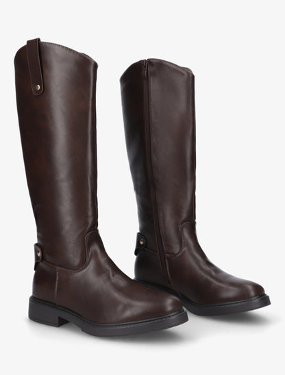 Bottes style cavalière en simili - Marron - 4