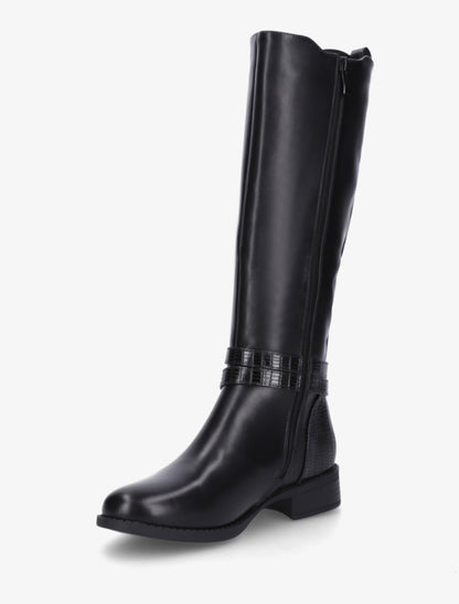 Bottes élastiquées à contrefort en croco - Noir - 3