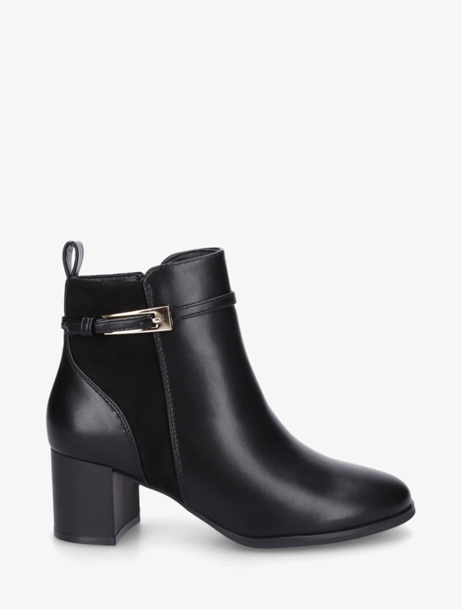 Bottines bimatière avec sangles - Noir - 1