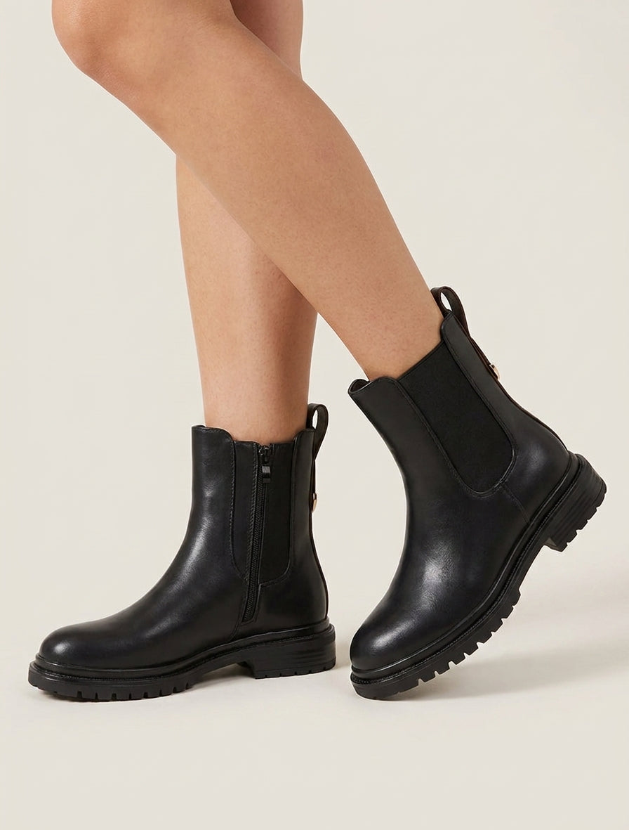 Chelsea boots con contrafforte stilizzato - Noir/marrone