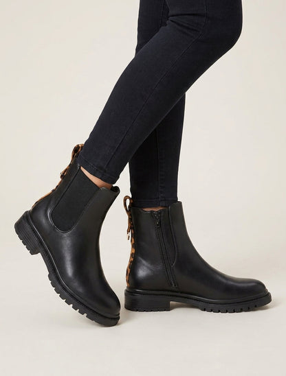 Chelsea boots con contrafforte stilizzato - Noir/leopardo