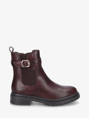 Bottines élastiquées à boucle et semelle crantée - Lie de vin - 1