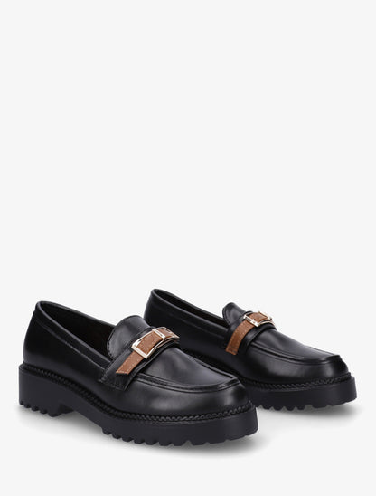 Mocassins à semelle crantée et boucle métallique - Noir - 4