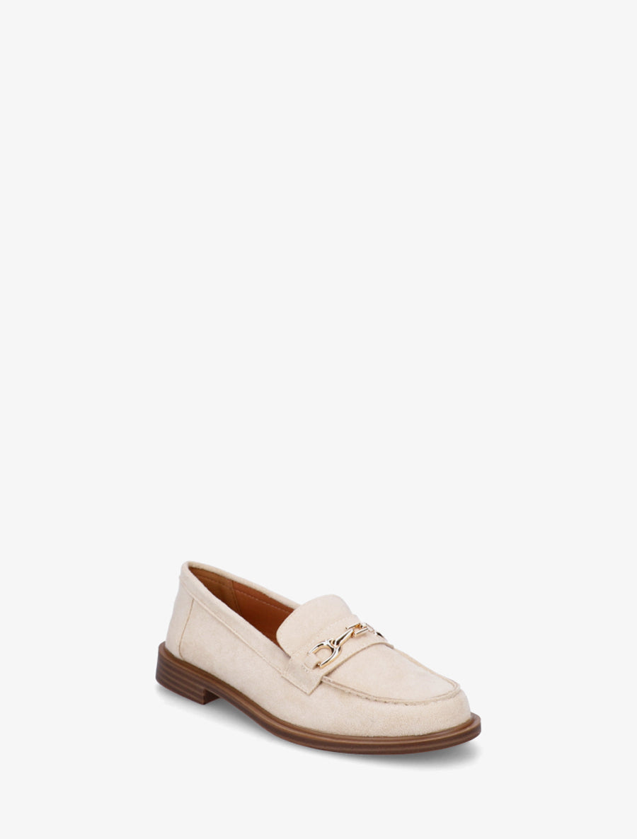 Mocassins en suédine à bijou fantaisie en métal - Beige - 2