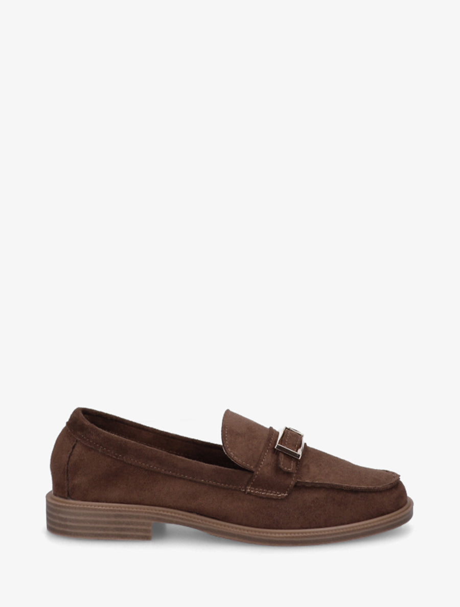 Mocassins en suédine à boucle métallique - Marron - 1