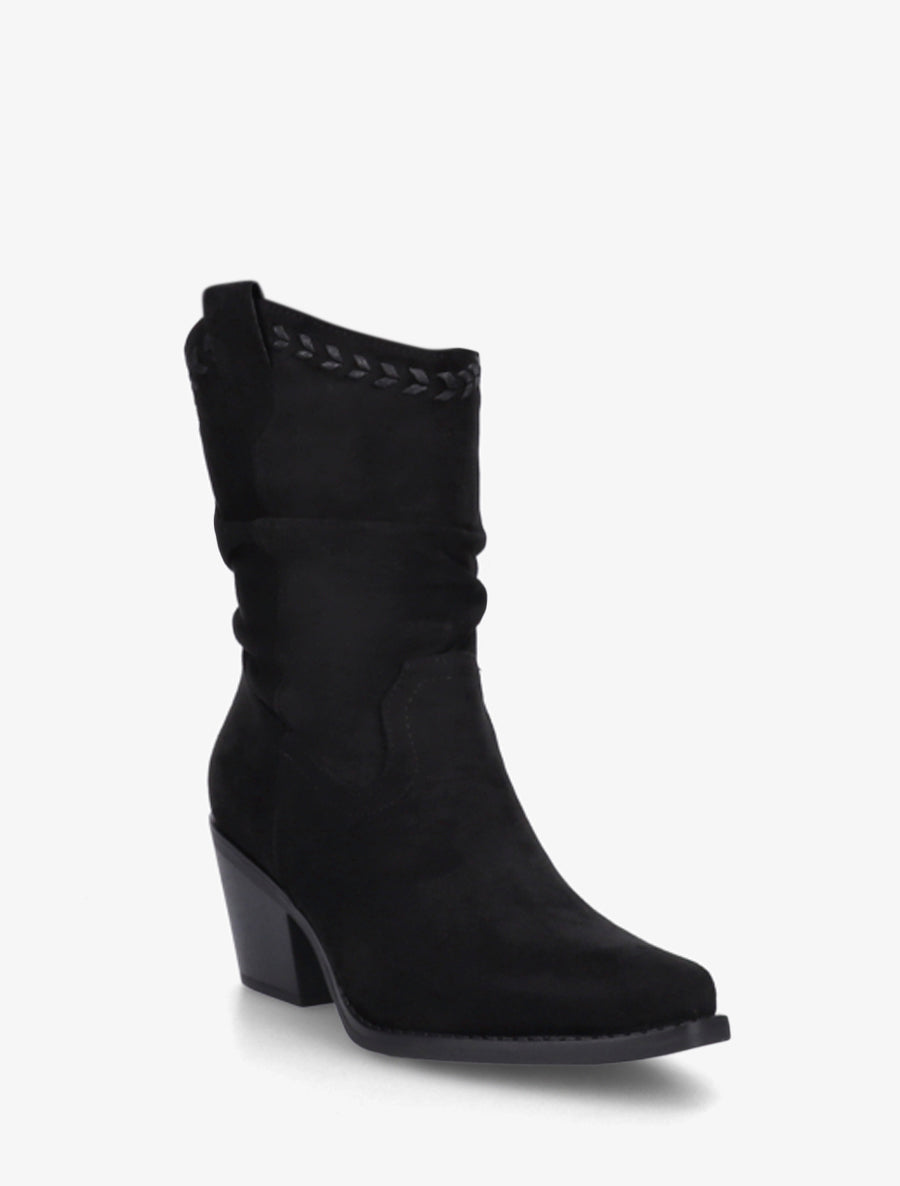 Bottines plissées en suédine - Noir - 2