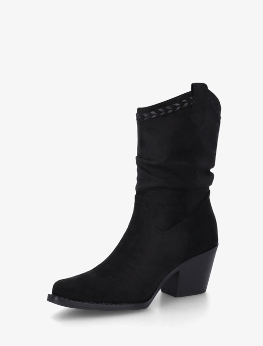 Bottines plissées en suédine - Noir - 3