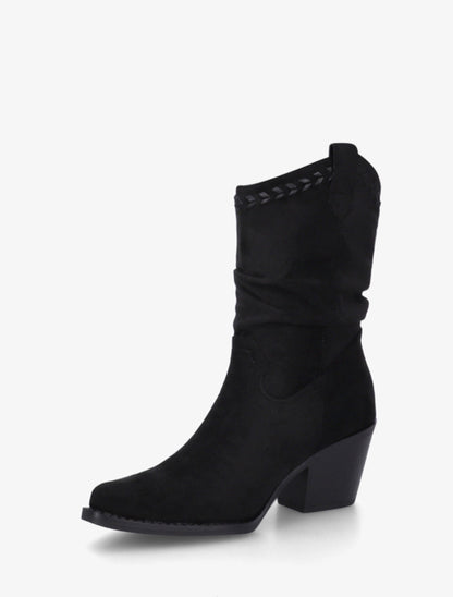 Bottines plissées en suédine - Noir - 3