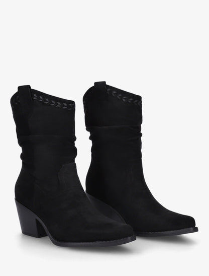 Bottines plissées en suédine - Noir - 4