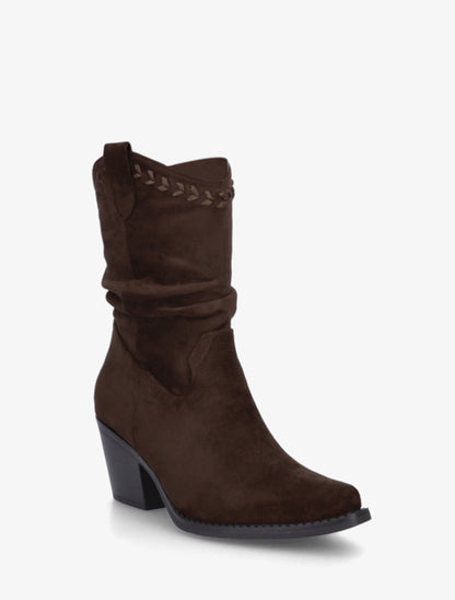 Bottines plissées en suédine - Chocolat - 2