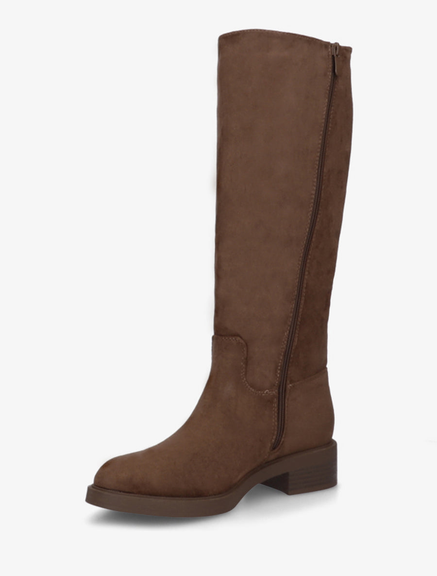 Bottes unies en suédine - Marron - 3
