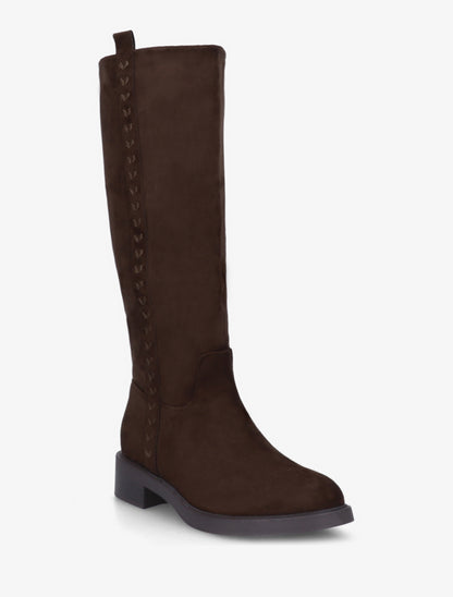 Bottes unies en suédine - Chocolat - 2