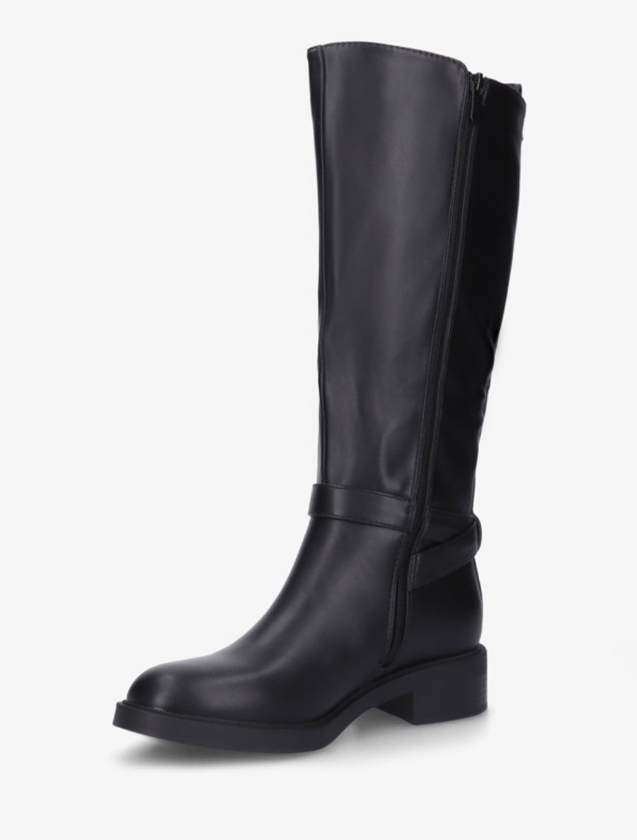 Bottes en simili à boucle et bouts ronds - Noir - 3