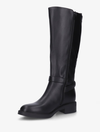 Bottes en simili à boucle et bouts ronds - Noir - 3