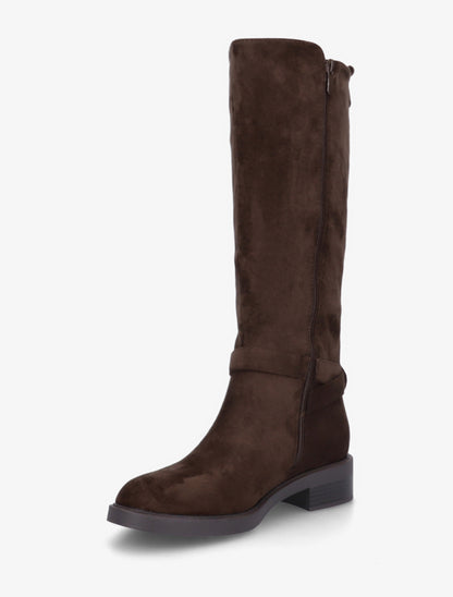 Bottes en suédine à boucle et bouts ronds - Chocolat - 3