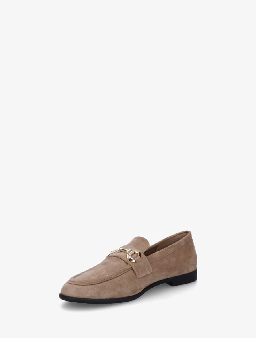 Mocassins en suédine à boucle stylisée - Taupe - 3