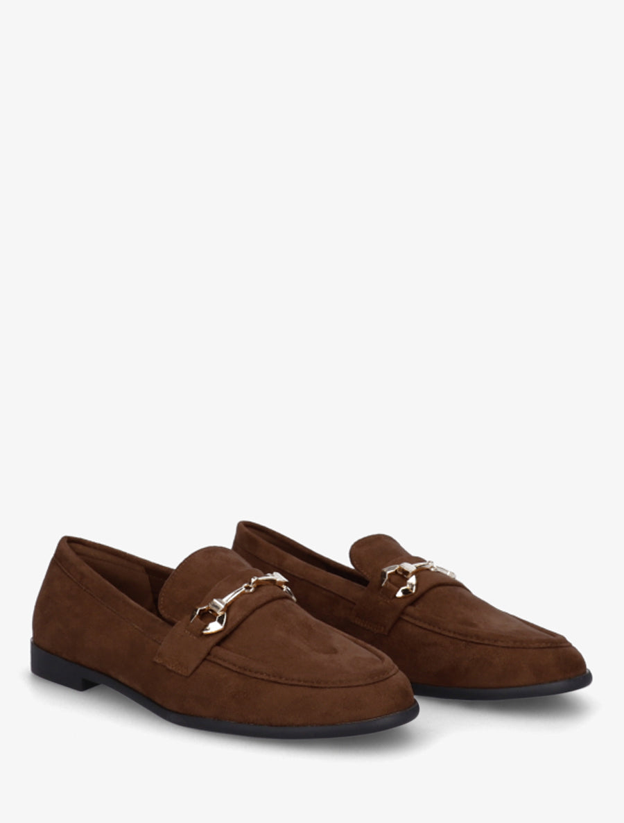Mocassins en suédine à boucle stylisée - Marron - 4