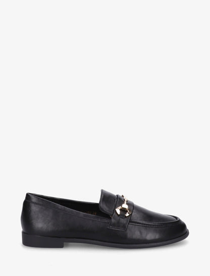 Mocassins en simili à boucle stylisée - Noir - 1