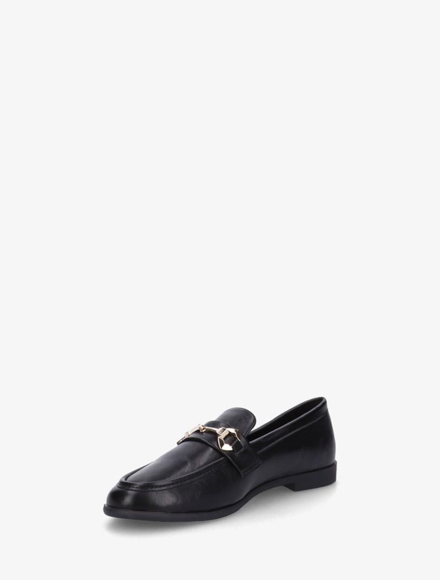 Mocassins en simili à boucle stylisée - Noir - 3
