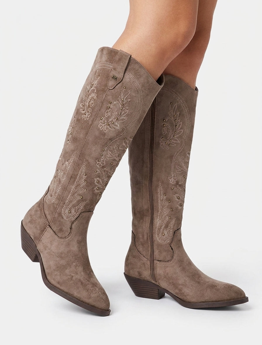 Stivali in camoscio stile texano con borchie - Talpa