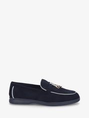Mocassins en suédine à boucle décorative - Marine - 1