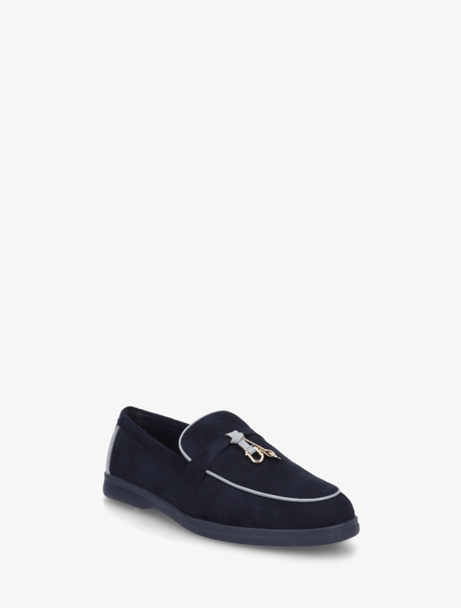 Mocassins en suédine à boucle décorative - Marine - 2