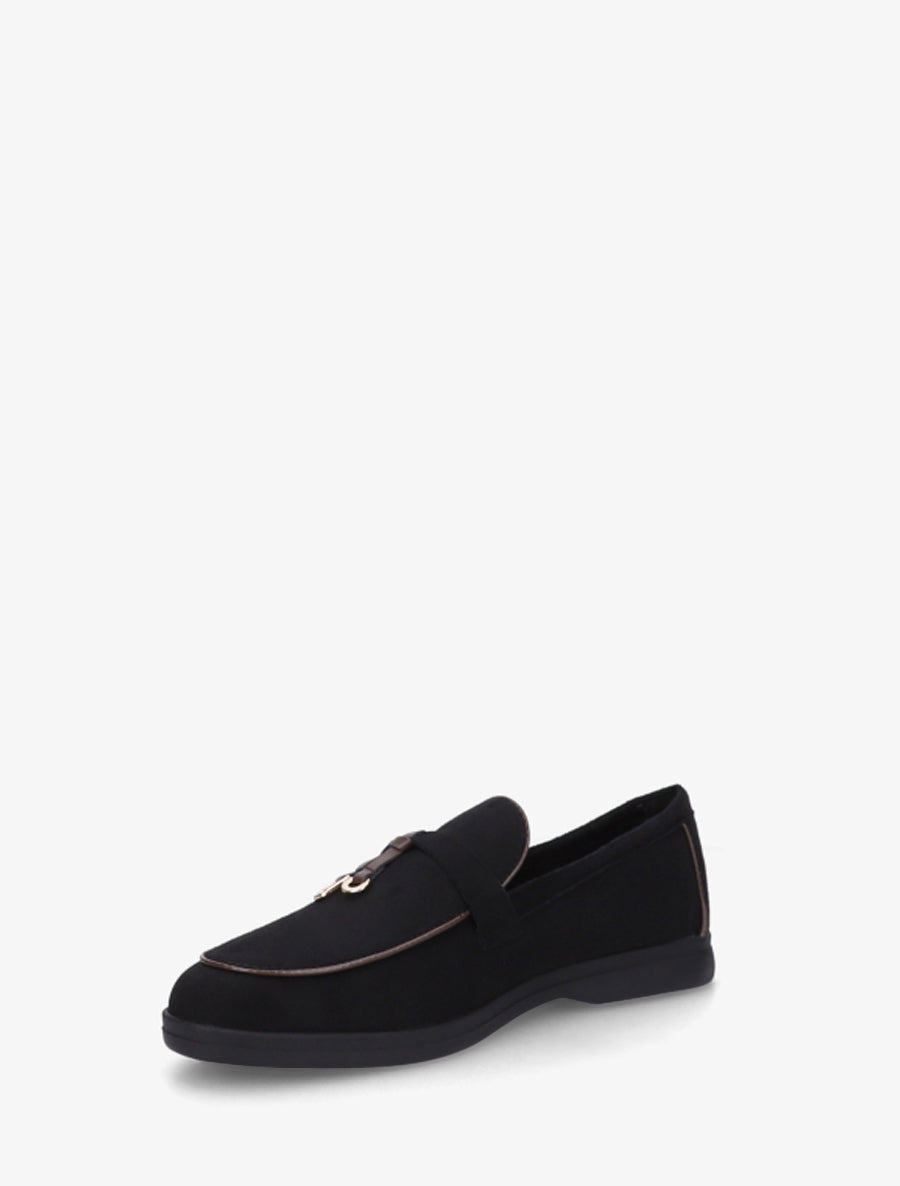 Mocassins en suédine à boucle décorative - Noir - 3