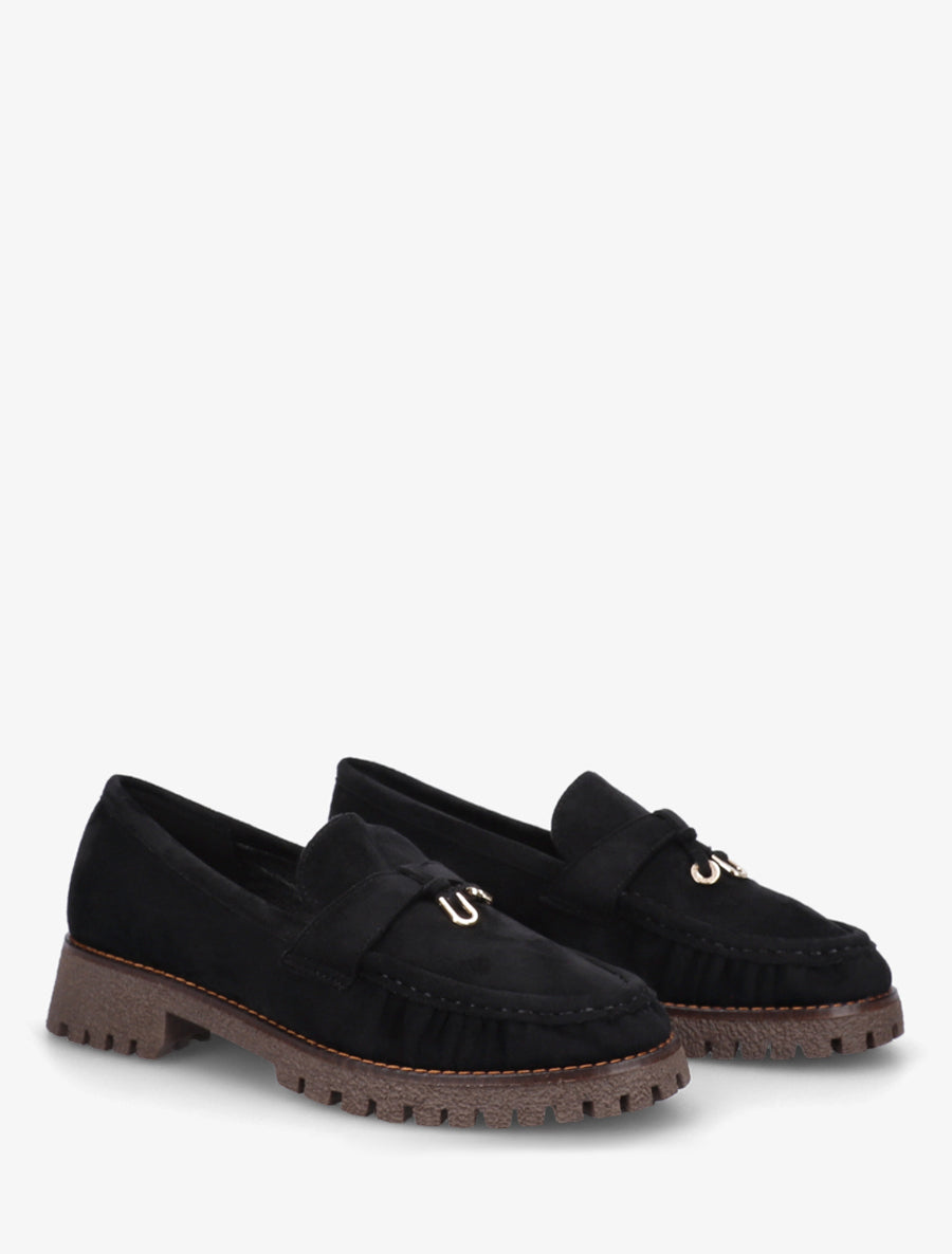 Mocassins en suédine à semelle crantée - Noir - 4