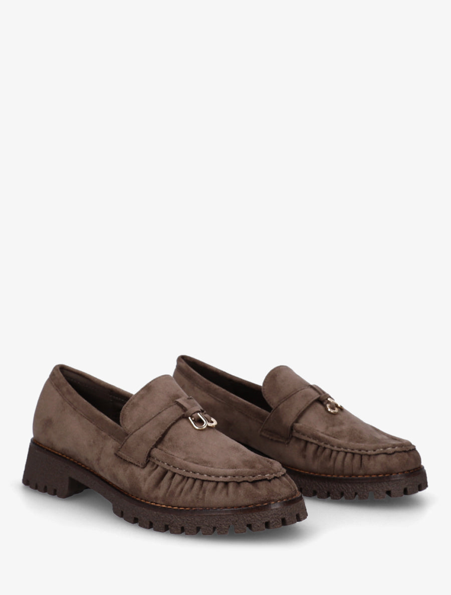 Mocassins en suédine à semelle crantée - Taupe foncé - 4