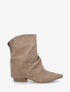Bottines en suédine effet froncé à bouts pointus - Taupe - 1