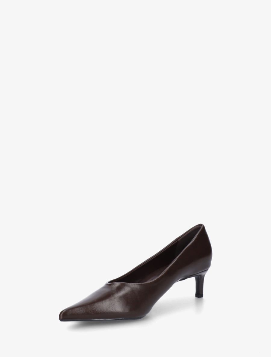 Escarpins en simili et bouts pointus - Marron - 3