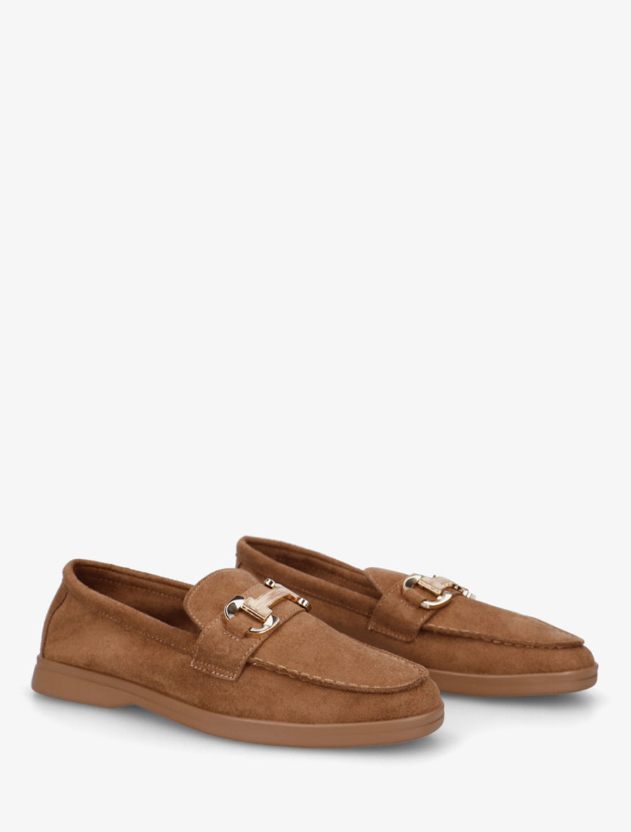 Mocassins unis en suédine - Camel - 4