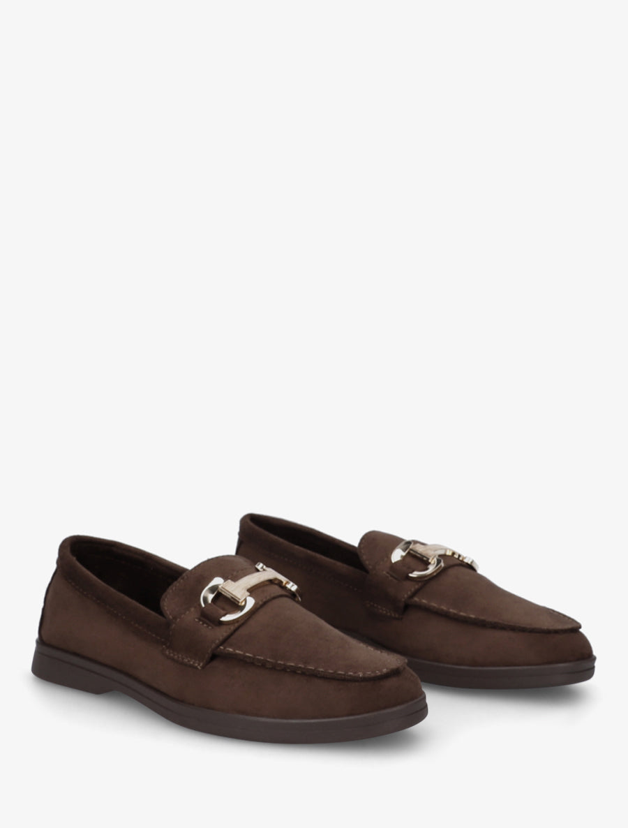 Mocassins unis en suédine - Chocolat - 4