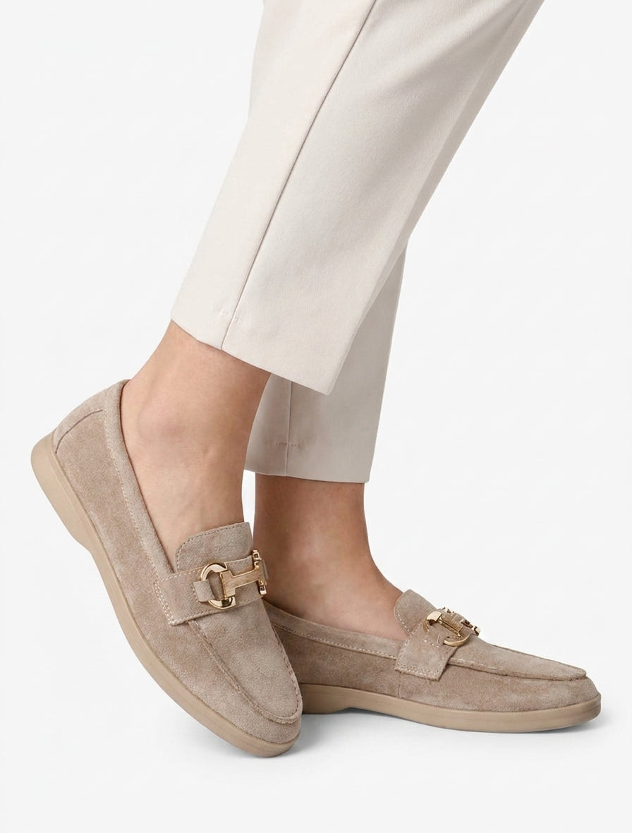 Mocassini semplici in camoscio - Beige