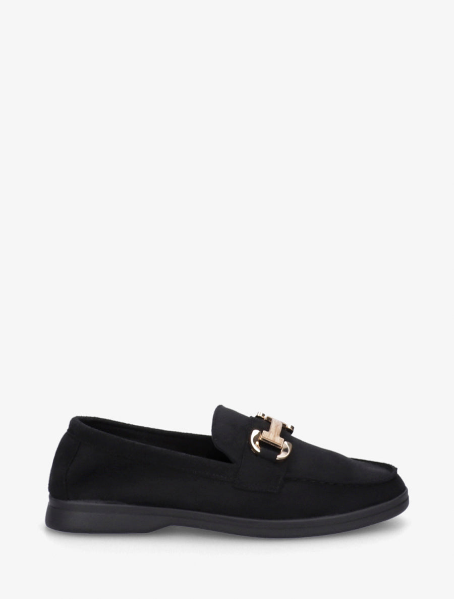 Mocassins unis en suédine - Noir - 1