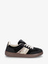 Sneakers à empiècement velours et semelle texturée - Noir - 1