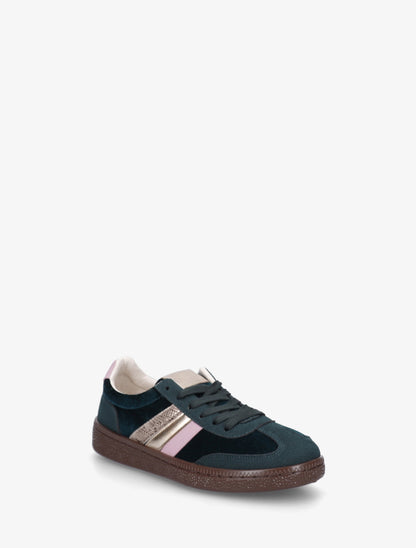 Sneakers à empiècement velours et semelle texturée - Vert sapin - 2