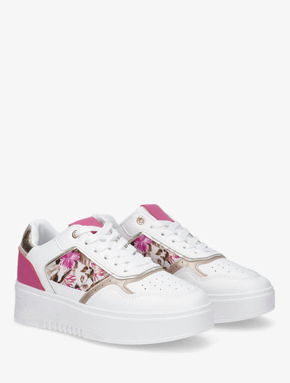Baskets bi-matière imprimé fleuri - Fuchsia - 4