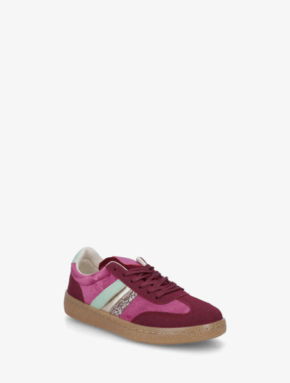 Sneakers à empiècement velours et semelle texturée - Prune - 2