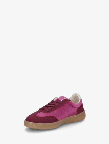 Sneakers à empiècement velours et semelle texturée - Prune - 3