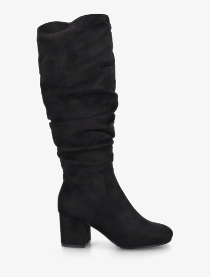 Bottes plissées en suédine - Noir - 1