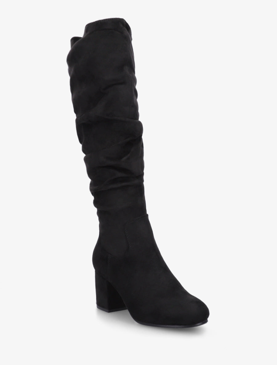 Bottes plissées en suédine - Noir - 2