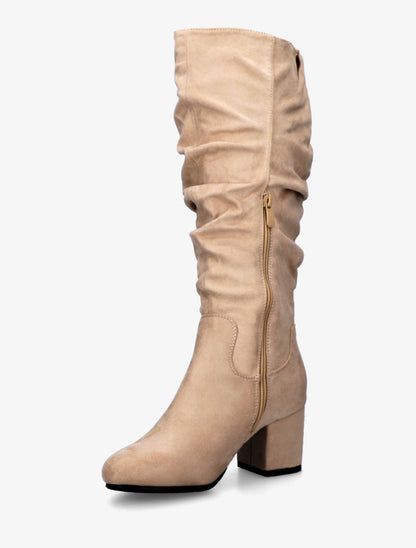 Bottes plissées en suédine - Taupe - 3