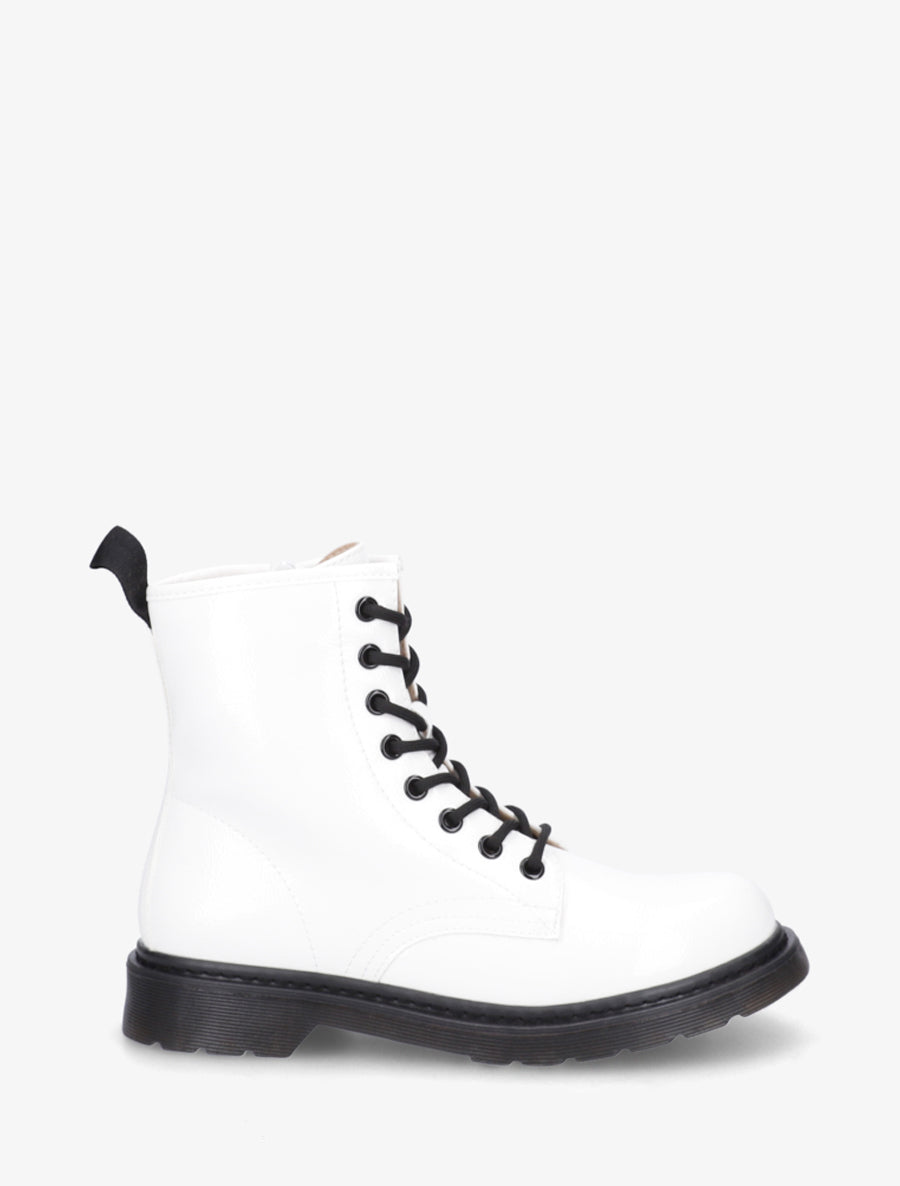 Bottines vernies à lacets - Blanc - 1