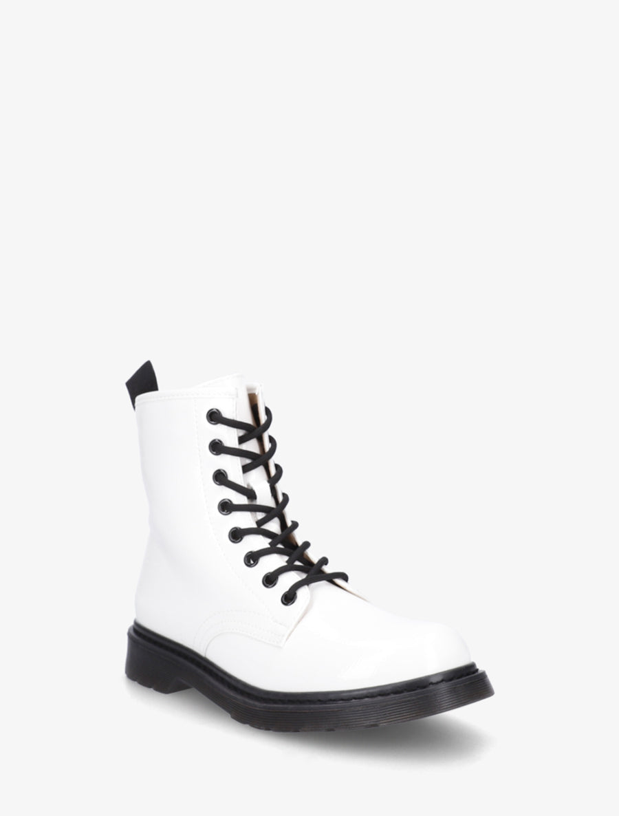 Bottines vernies à lacets - Blanc - 2